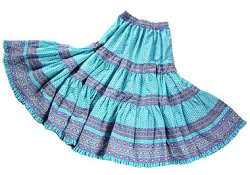 Provence tiered skirt, long (Lourmarin. turquoise blue) - Click Image to Close